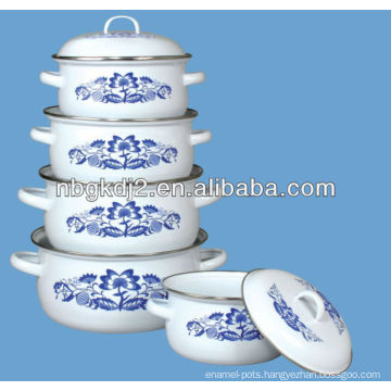 set of 5 pcs enamel casserole with metal lid & 673D